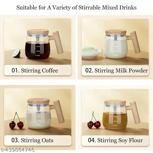 Self Stirring Mug,Electric Mixing Cup Self Stirring Coffee Mug High Borosilicate Glass Mixing Coffee Mug Rotating Home Office Travel Stirring Cup Suitable For Coffee/Milk/Protein Powder,400 ML