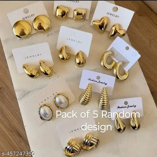 Pack of 5 Random design korean earrings